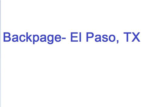 backpage el paso|El Paso Backpage .